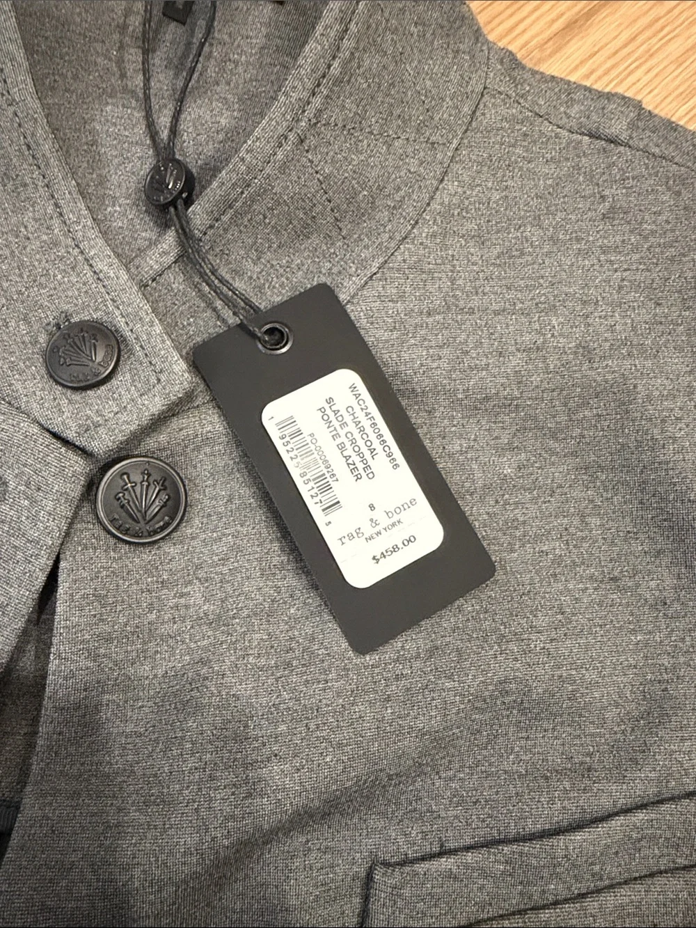 rag & bone Charcoal Gray Stand-Collar Blazer Jacket